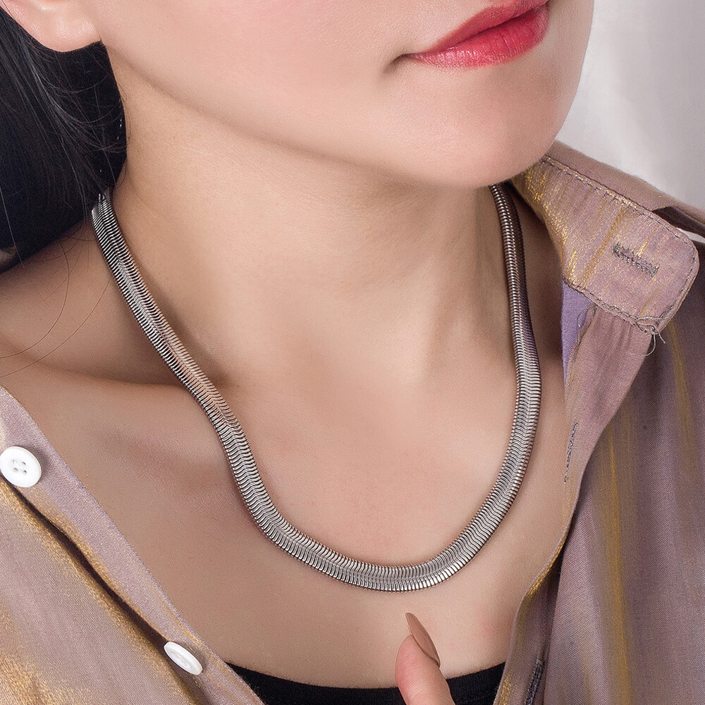 Premium 925 Sterling Silver 8mm Flat Soft Snake Chain Necklace for Men & Women