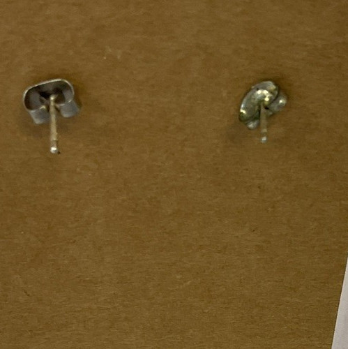 Used Silver Tone Feather Post Dangle With Faux Turquoise Stone Earrings