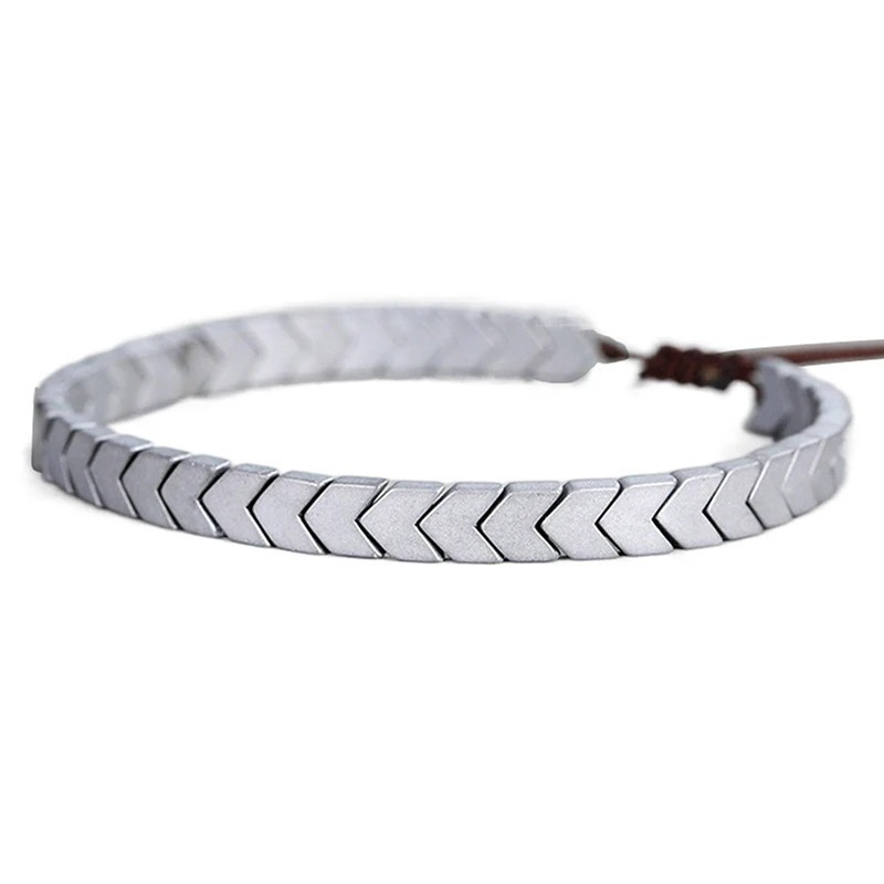 Hematite Bracelet 6.5″ – 8.5″ Natural Black Adjustable Healing Men Women Reiki