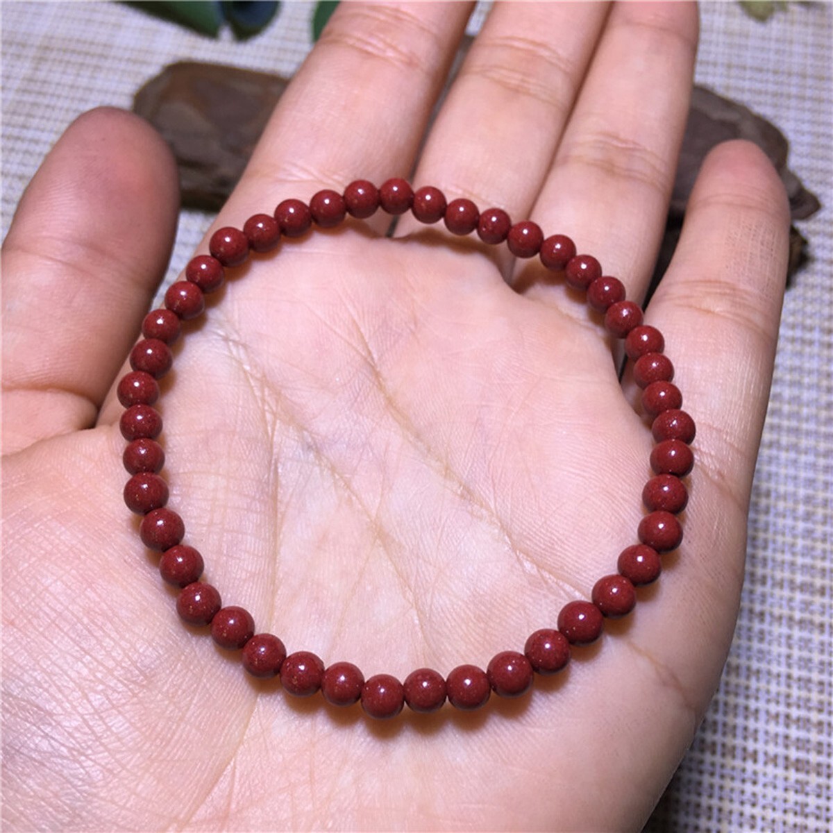 Handmade Natural Red Jasper Elastic Stretch Bracelet 4mm Crystal Gemstone Bead