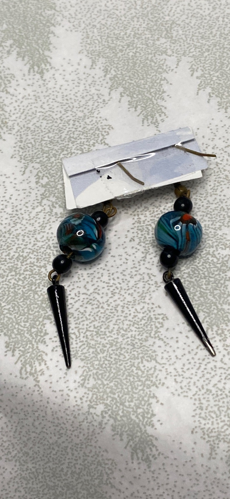 Striking Turquoise Color Ling Elongated Pierced Earrings. NEW