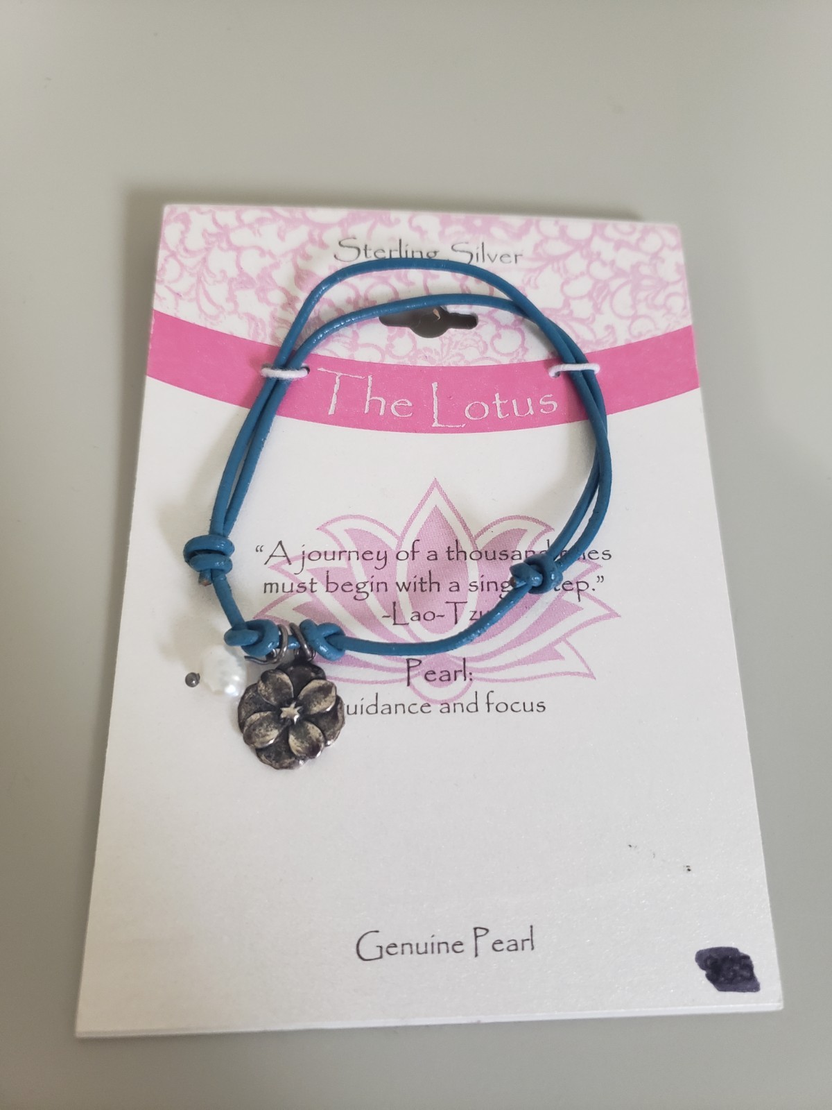 NWT The Lotus Sterling Silver Adjustable Bracelet Genuine Pearl Blue Free Size