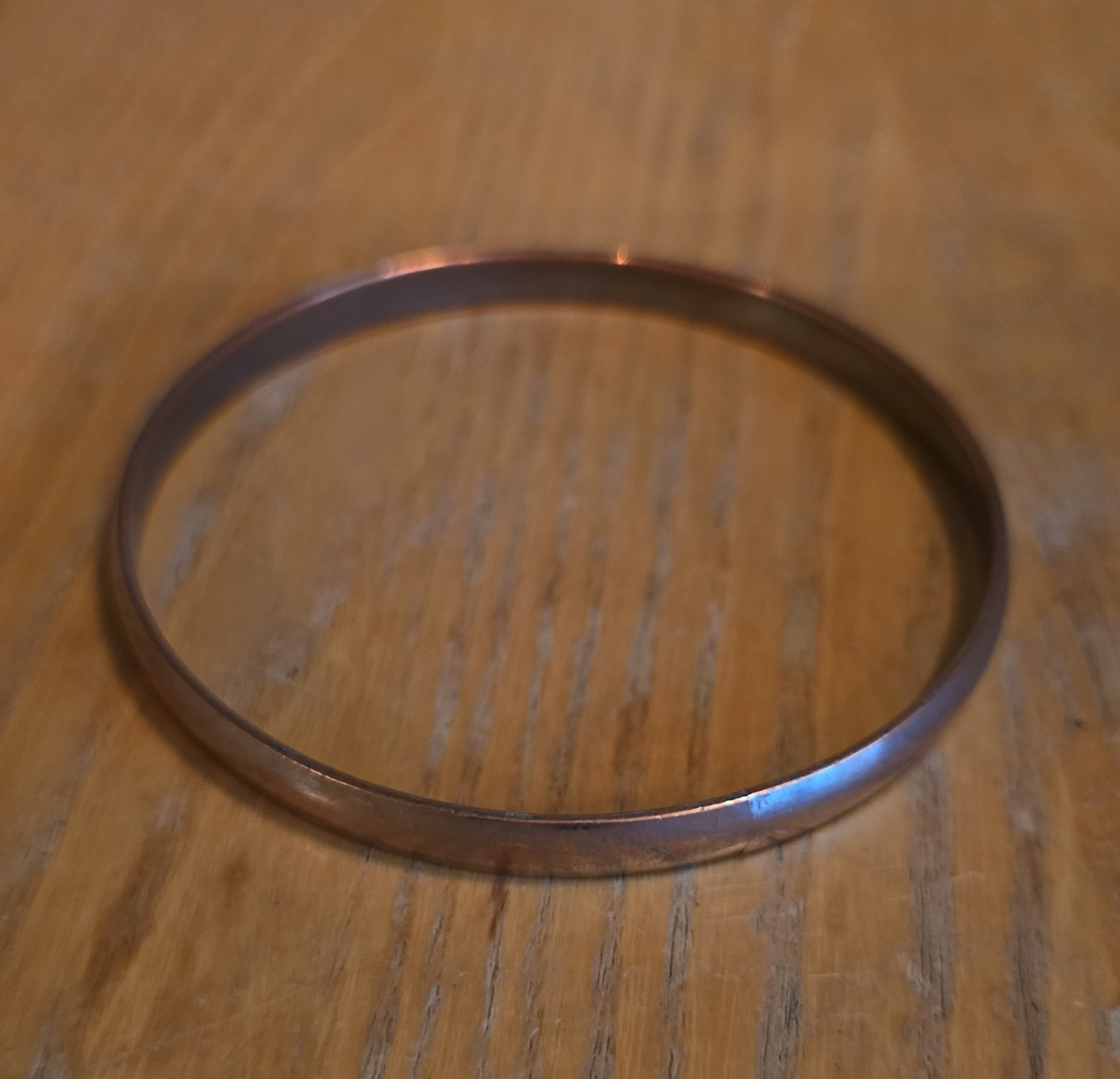 Copper Tone Metal Bangle Bracelet Round Shape No Stone Copper Base Metal