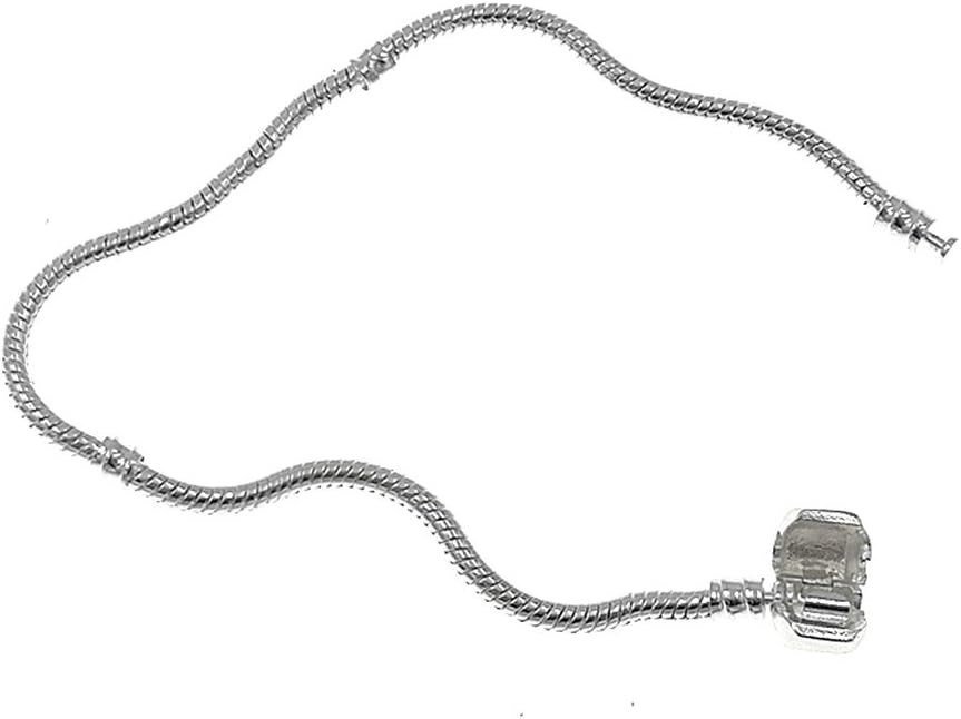 Elegant Silver-Plated Snake Bracelet Chain with Snap Barrel Clasp – 8.3 Inches