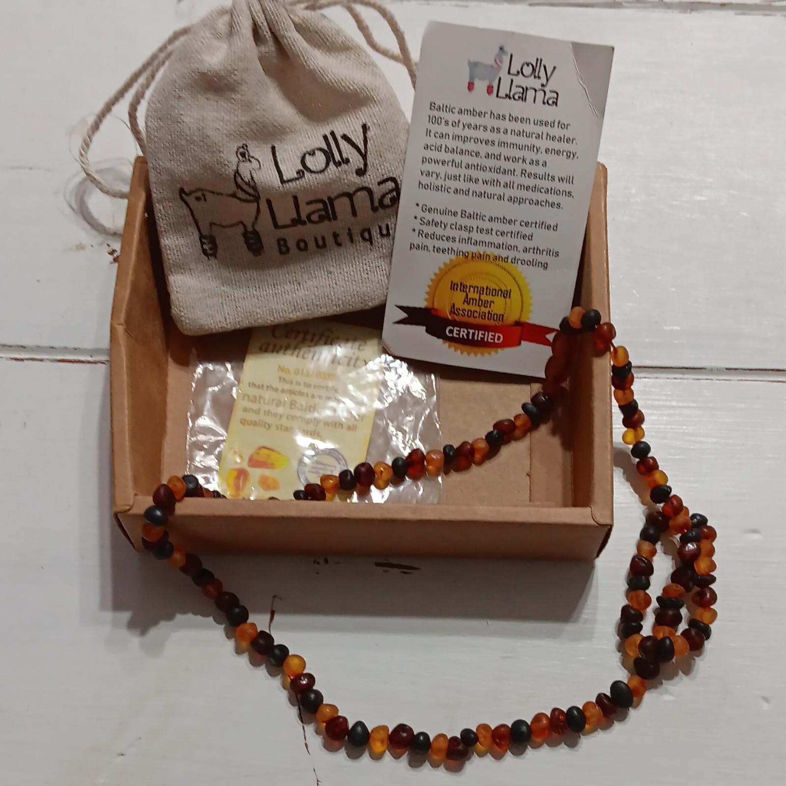 Lolly Llama Baltic Natural Amber Beaded Ball Chain Necklace Multicolor Lithuania