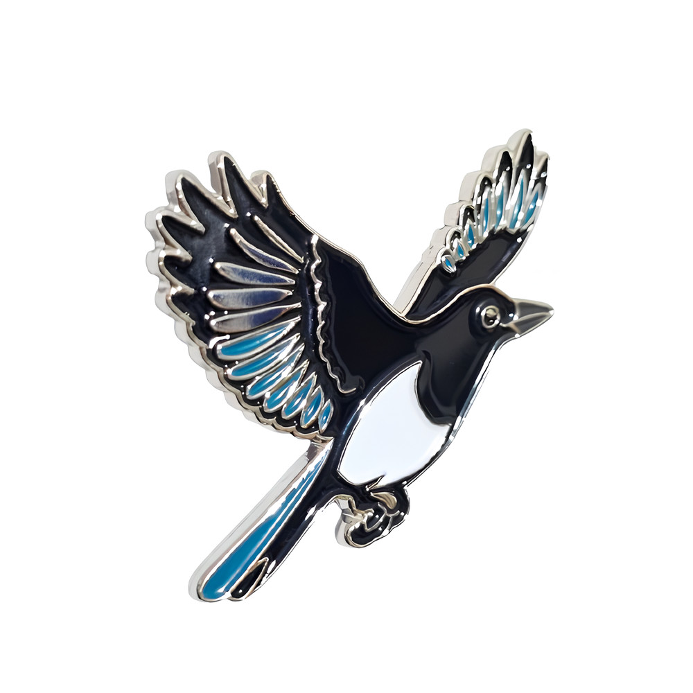 Magpie Pin Badge Enamel Flying Magpie Loyalty Bird Coat Bag Lapel Jewellery