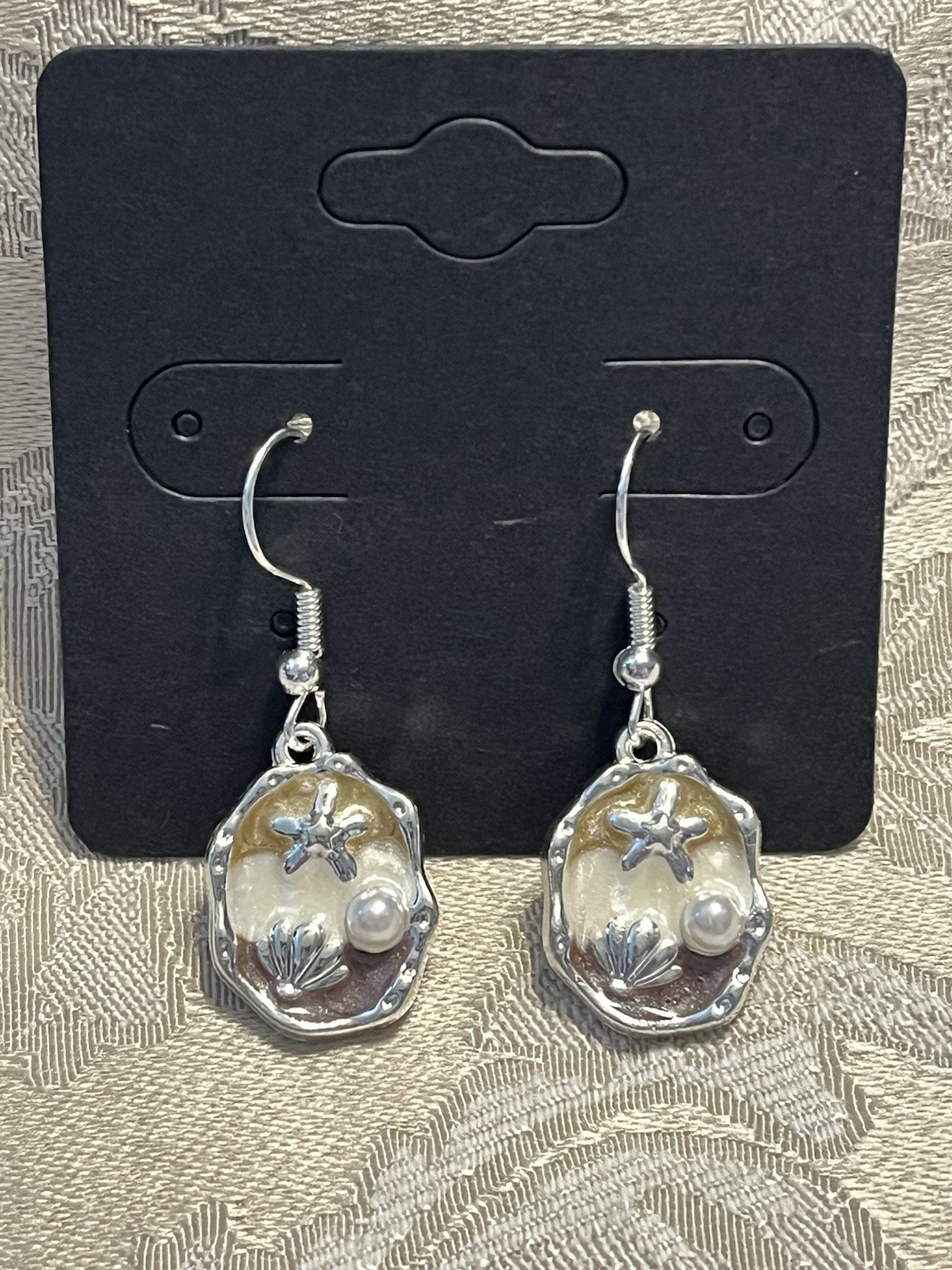 Vintage Beach Summer Sea Life Silver Enamel Dangle Bohemian Fashion Earrings