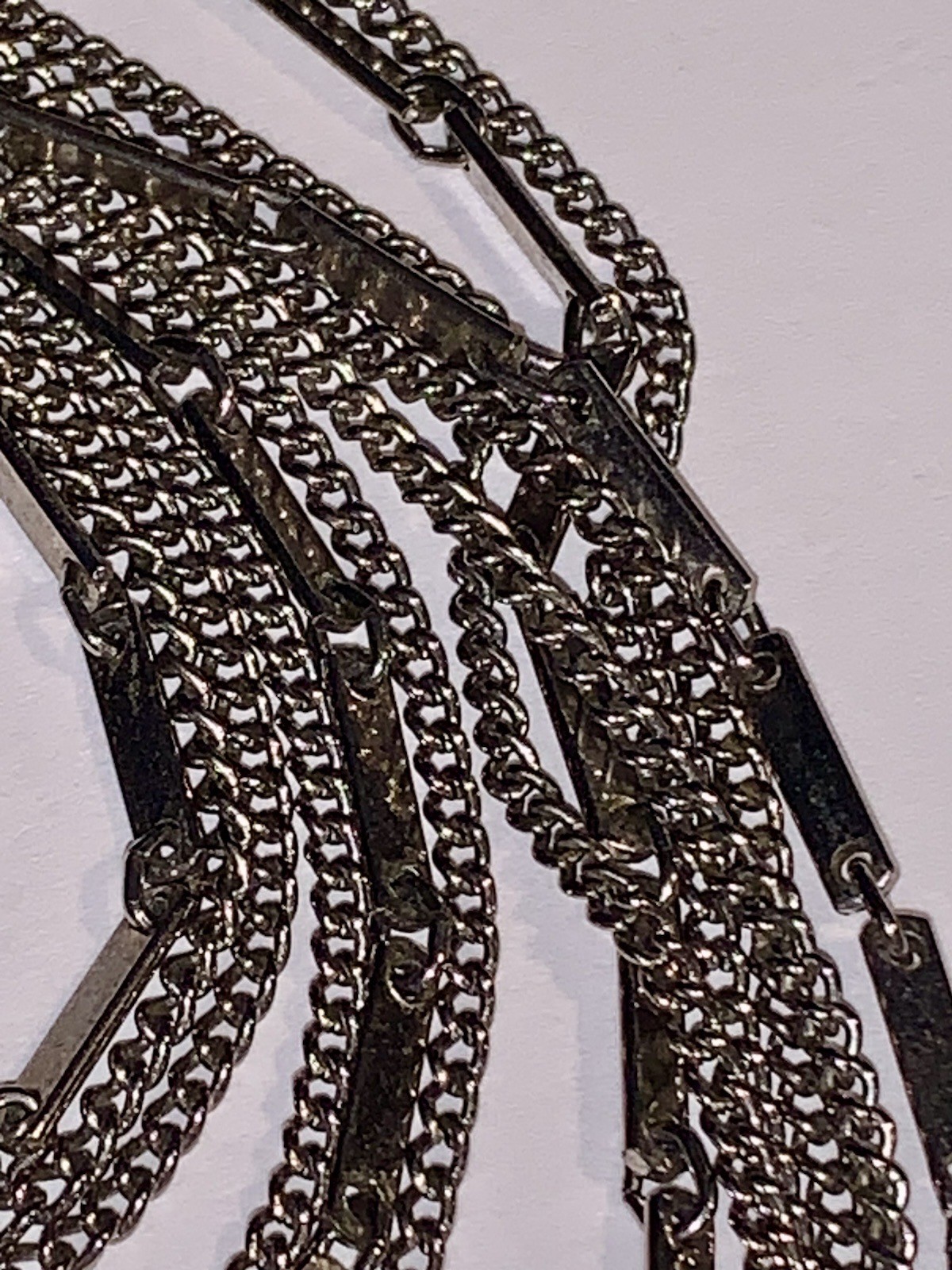 Multi 3 Strand Park Lane Statement Necklace Silver Tone Vintage