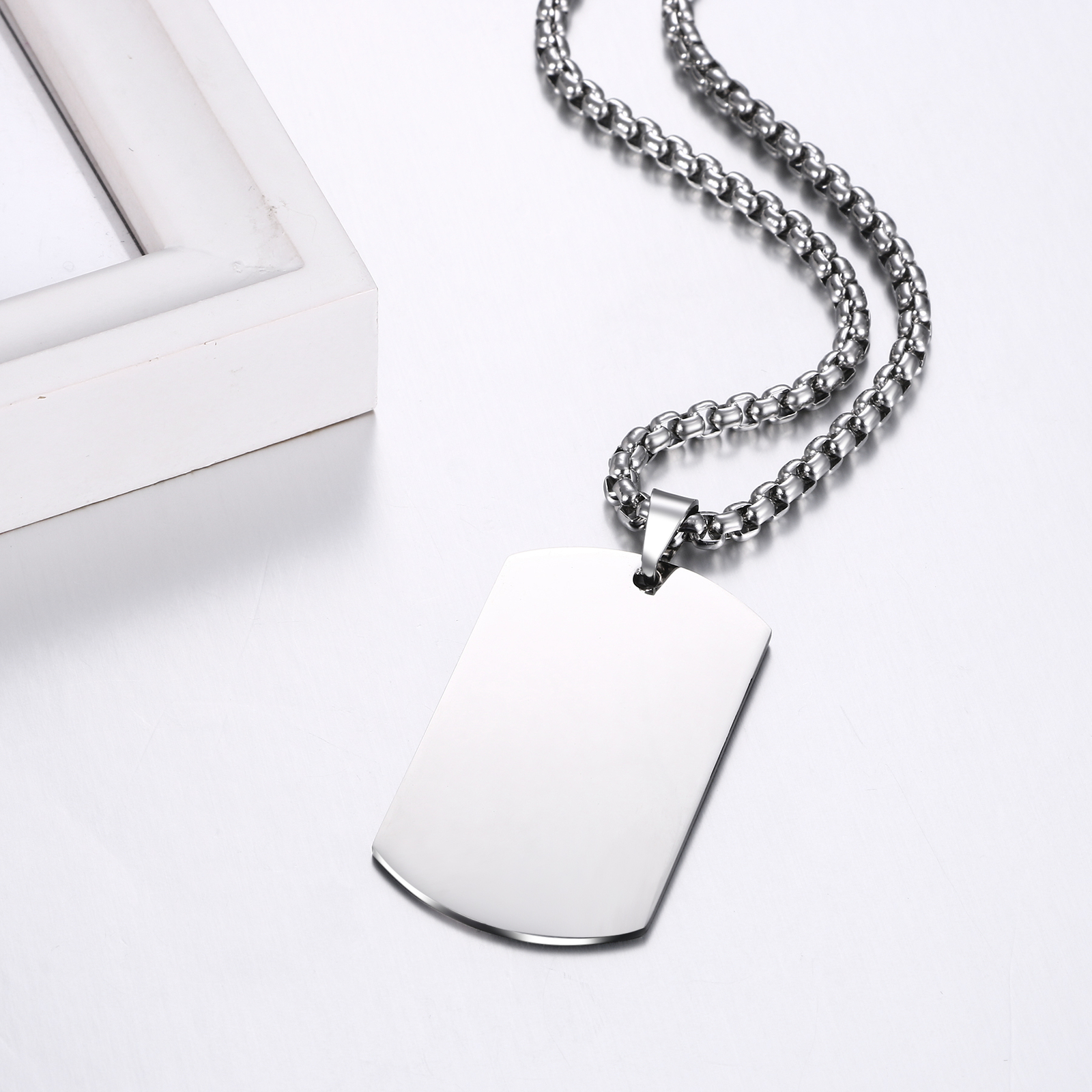Personalized Photo Picture Custom Engraved Dog Tag Pendant Necklace Men Women
