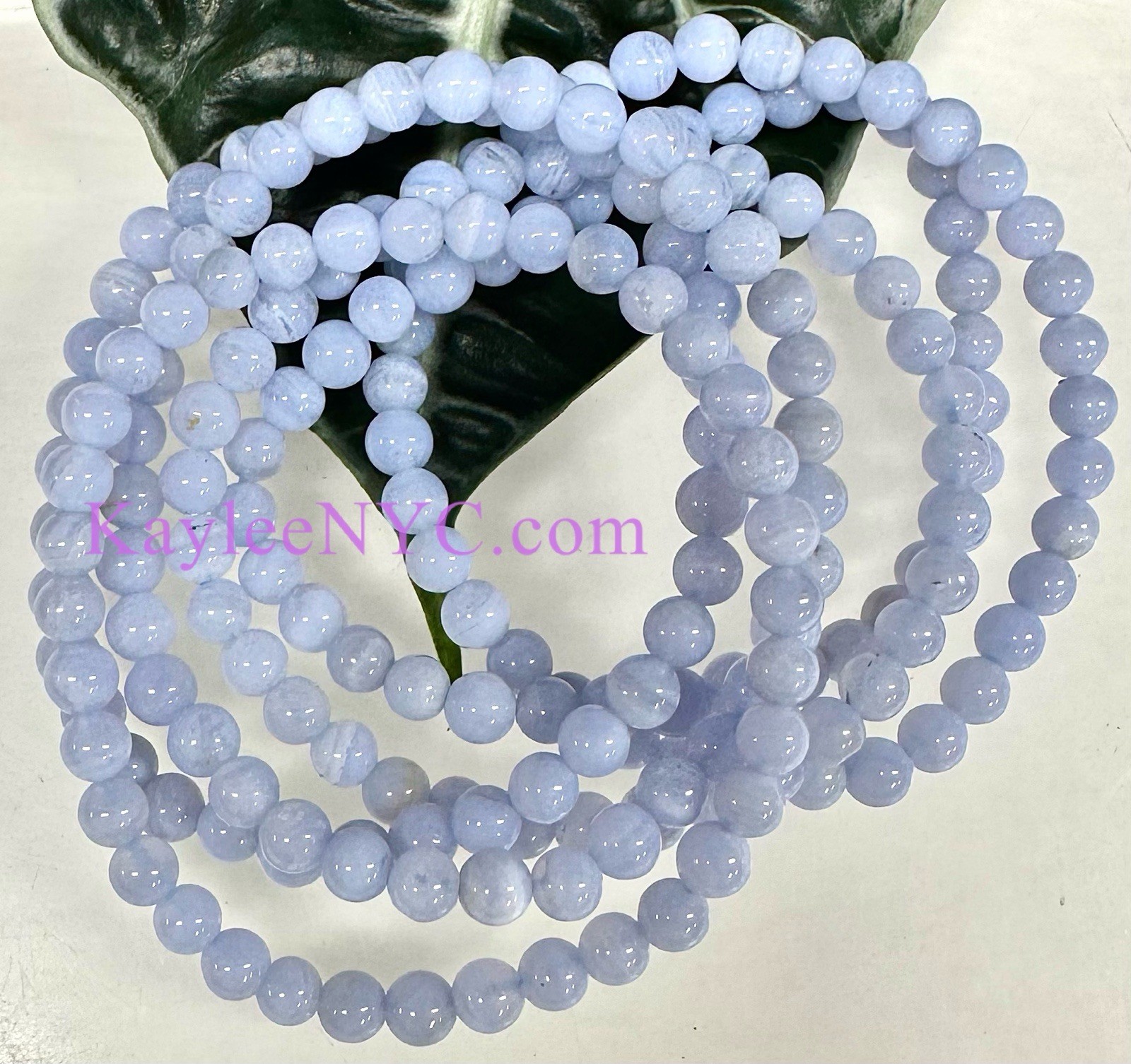 Wholesale 6 Pcs Blue Lace Agate 5mm 7.5” Natural Crystal Stretch Bracelet