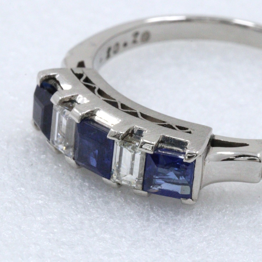 Ring Pt900Platinum/sapphire/diamond #6.2(US Size) 4.4g Women