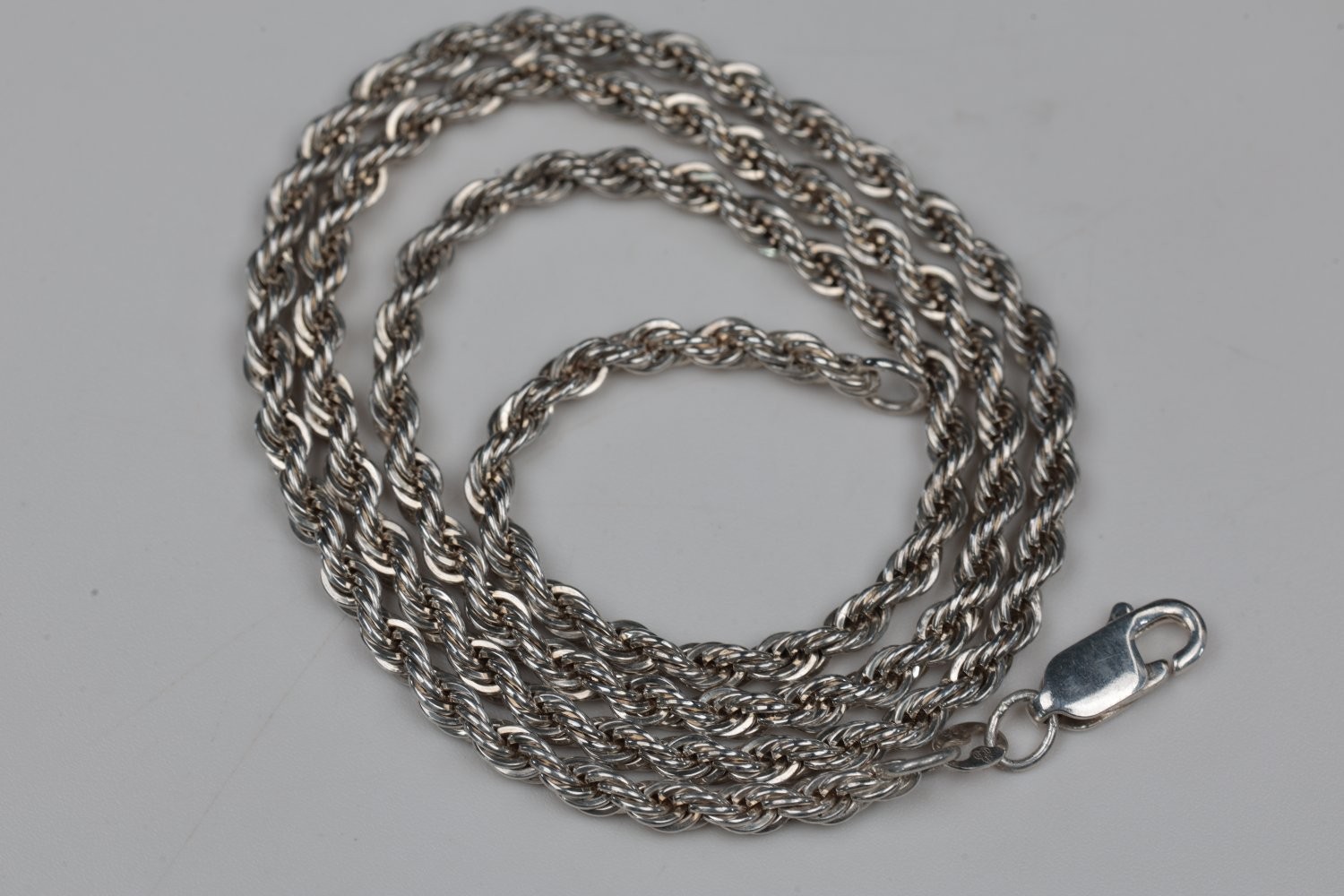 Sterling Silver Rope Chain Necklace 925 Italy 20 Inch 13.1g Twisted Link