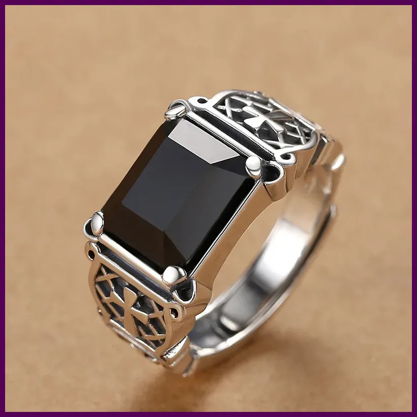 HX Silver Color New Cross Ring Men’s Personality Dominant Trend Hip Hop