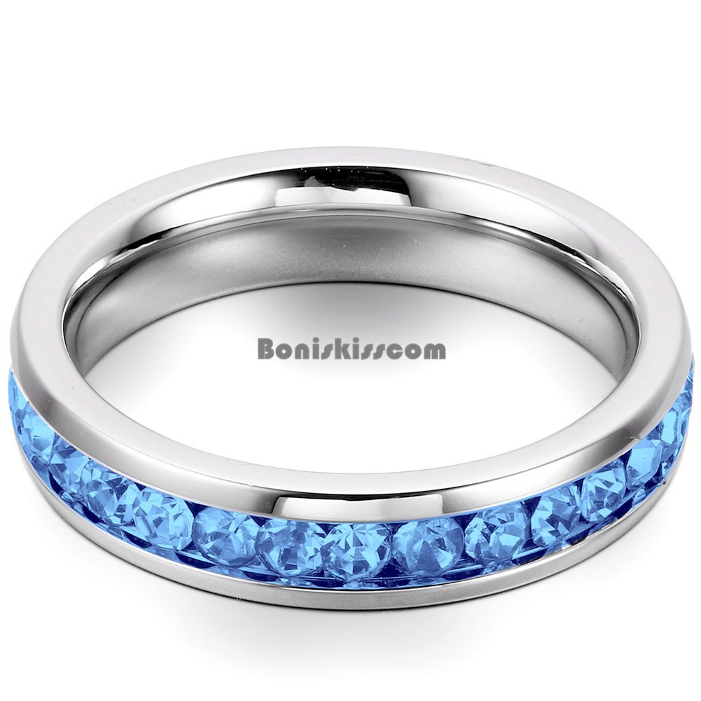Stainless Steel Eternity Cubic Zirconia Cz Love Wedding Engagement Promise Ring