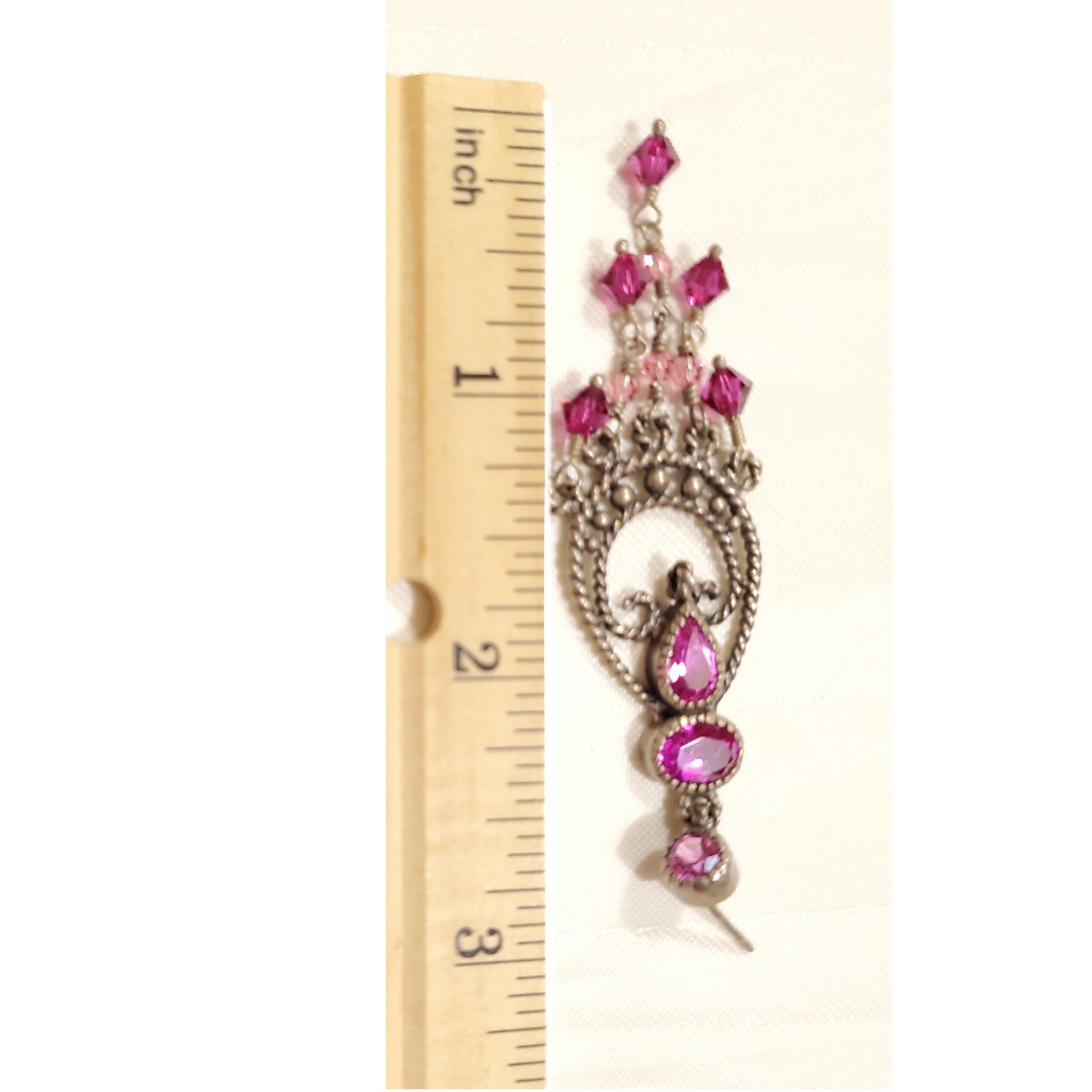 Pink Chandelier Dangle Drop Crystals Beads Earrings Beautiful Bollywood Style