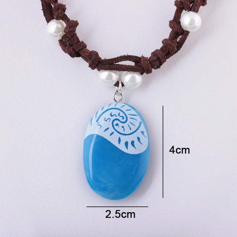 Blue Stone Luminous Pendant Necklace Rope Chain Fashion Jewelry