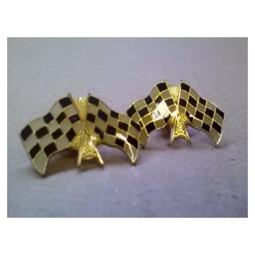 Wholesale Bulk Lot 24 Gold Tone Enamel Race Car Racing Checkered Flag Lapel Pins