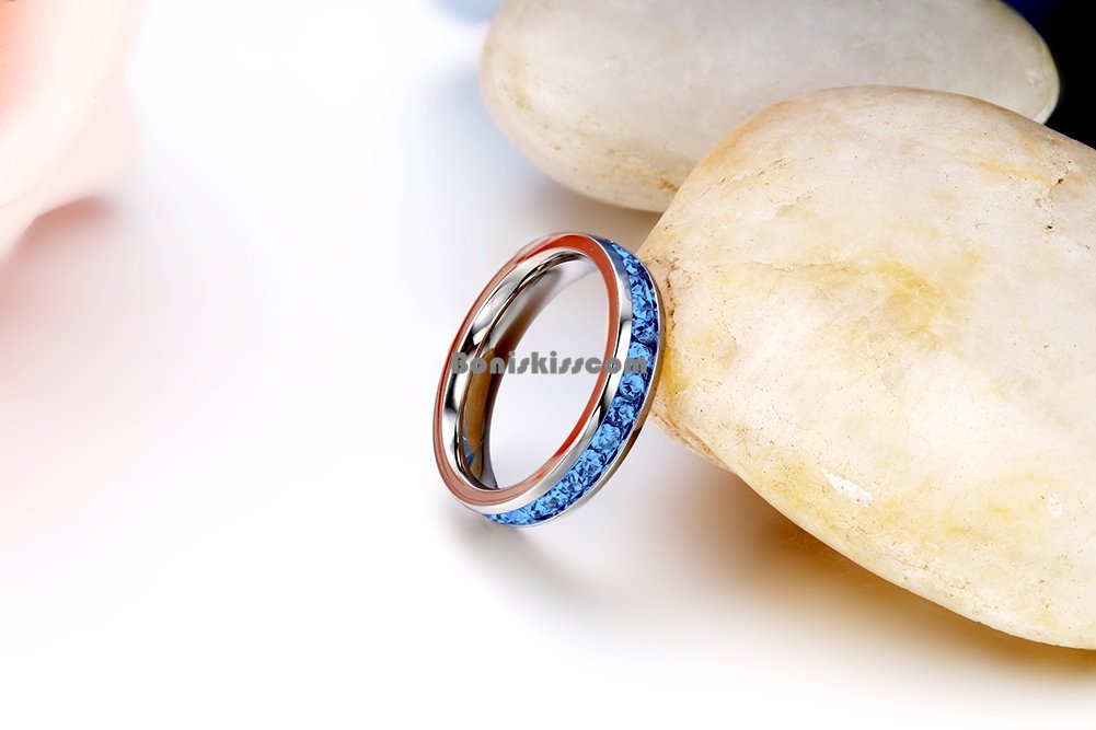 Stainless Steel Eternity Cubic Zirconia Cz Love Wedding Engagement Promise Ring