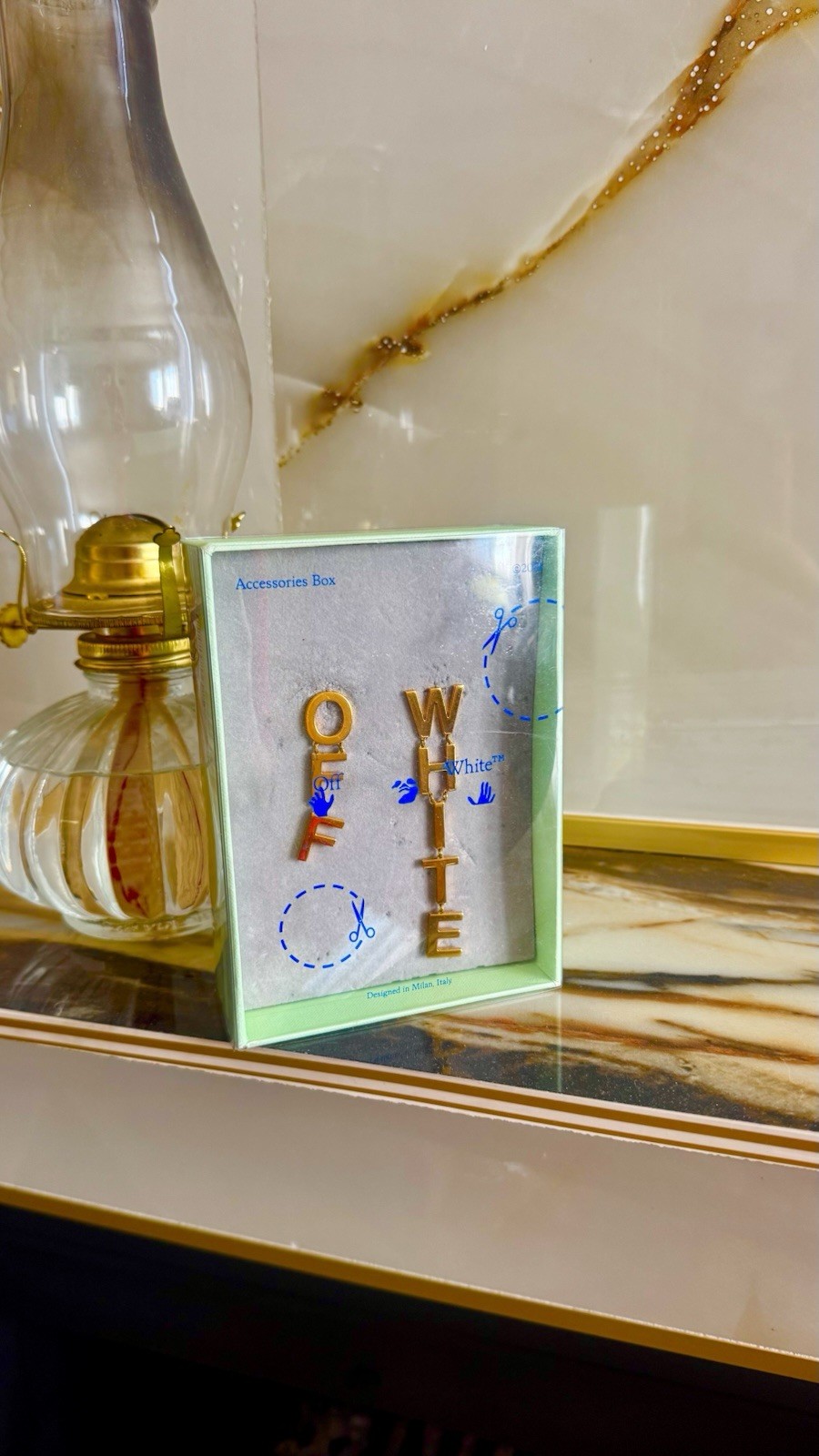 Off White logo Earrings golden plated