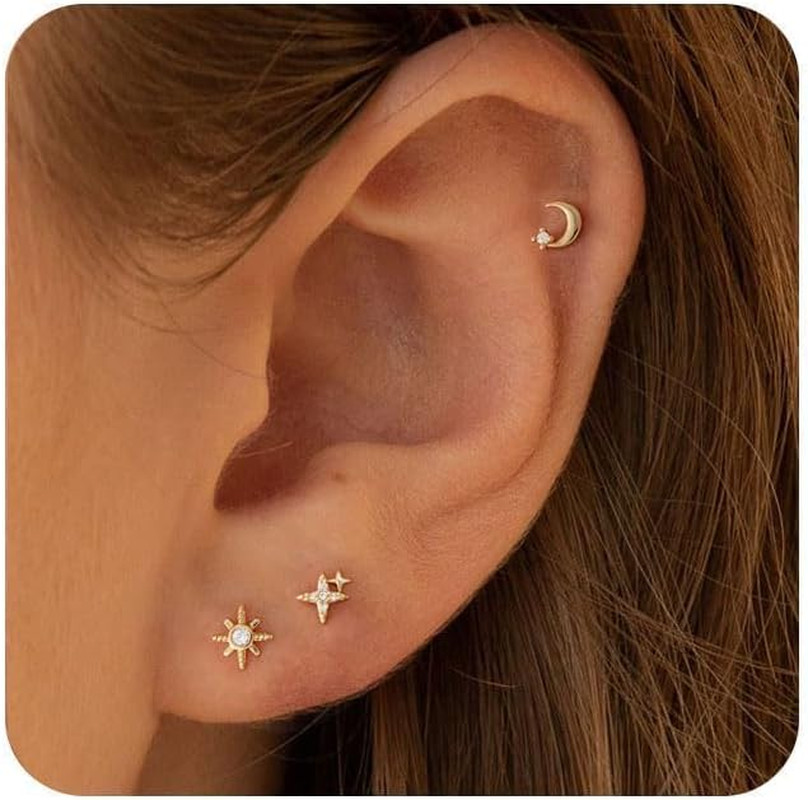20G Tiny Flat Back Earrings for Women – 14K Gold/Silver Plated Small Flat Back S