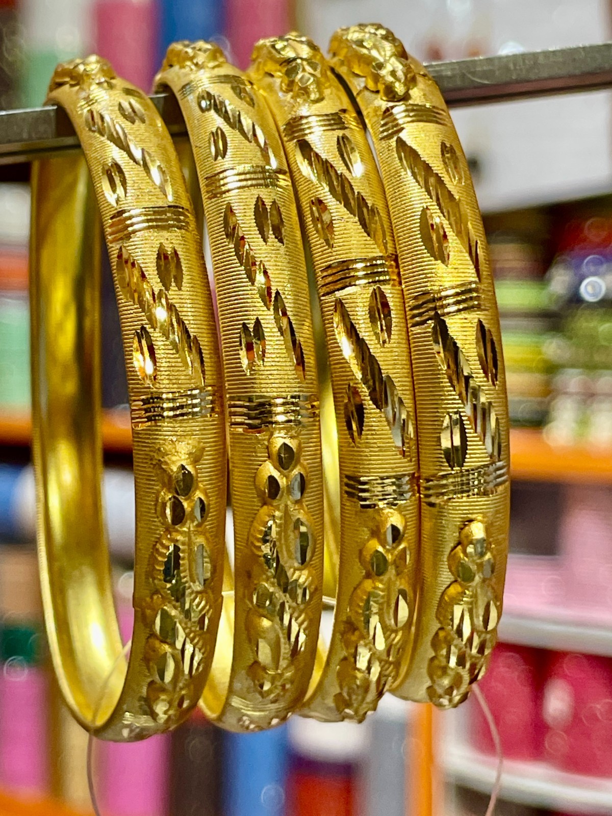 24K Gold Plated Indian Bangles Bracelet Ethnic Bridal Jewelry Set of 4pcs Flower
