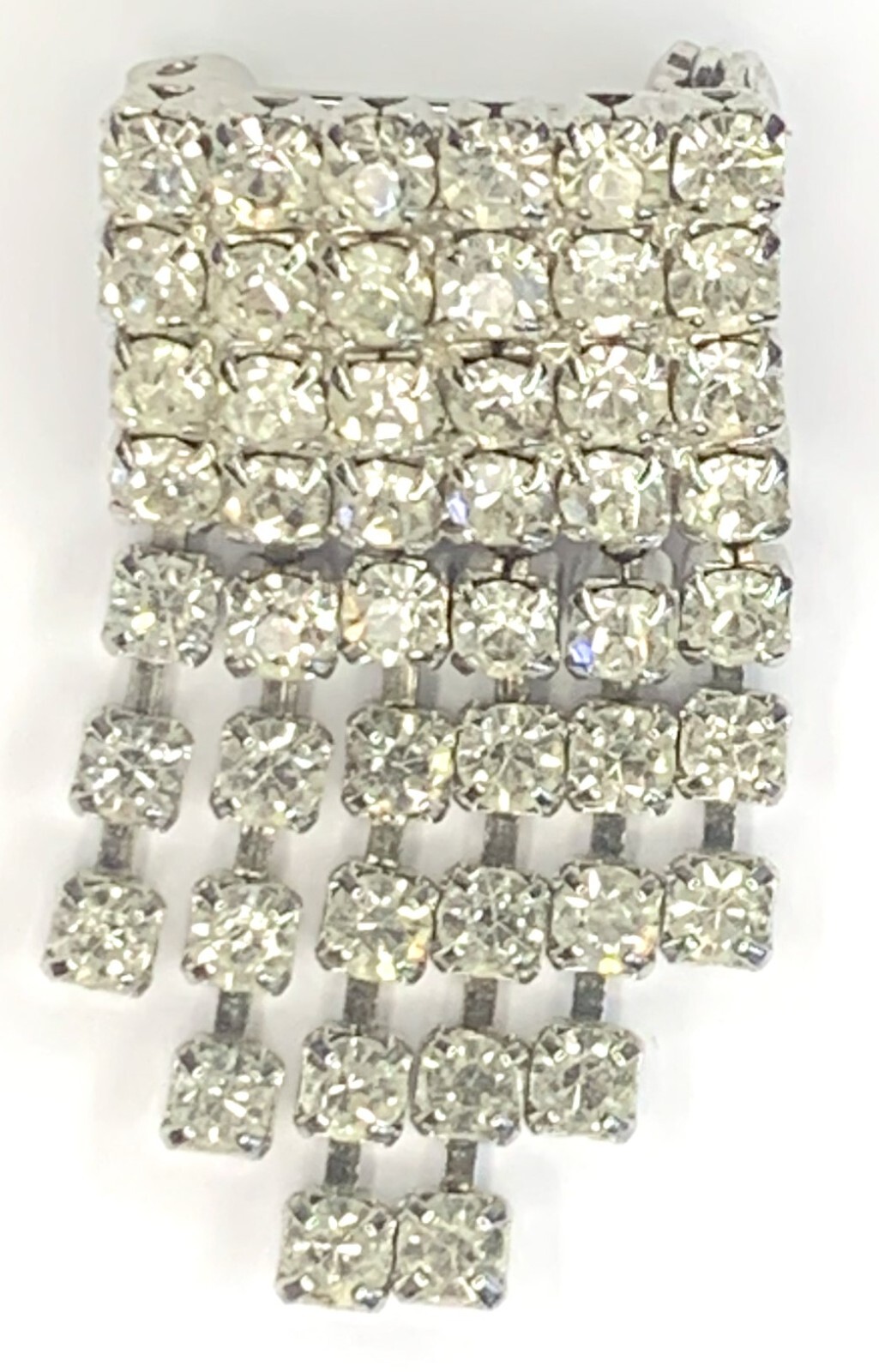 Silver Tone & Diamante Art Deco Style Brooch 3.5x2cm (Q1)