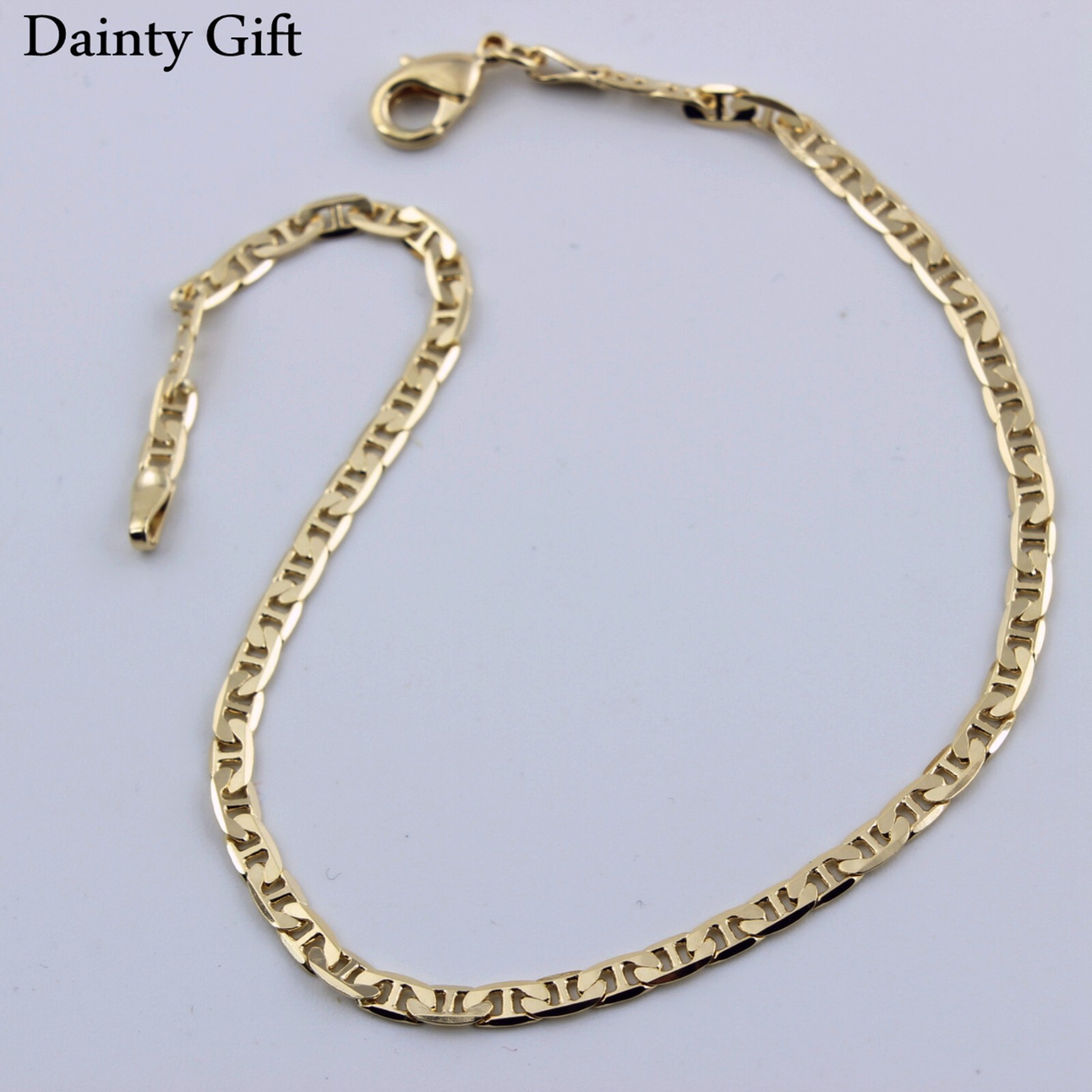 Women Gold Filled 3mm Mariner Link Chain Anklet Foot Bracelet 9.8″ Allergy Free