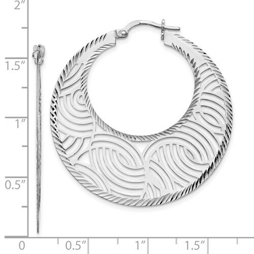*BRAND NEW* Leslie’s Sterling Silver Fancy Polished Cut-out Hoop Earrings QLE530