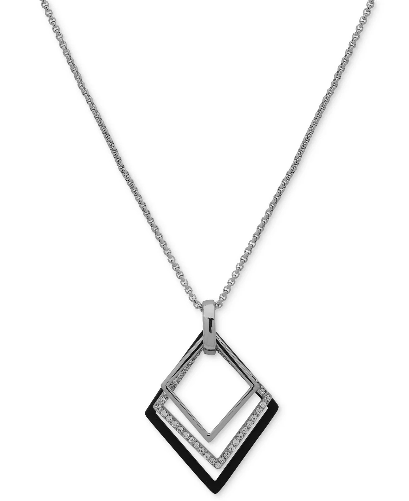 Karl Lagerfeld Paris Geometric Nested Adjustable Pendant Necklace – 36″