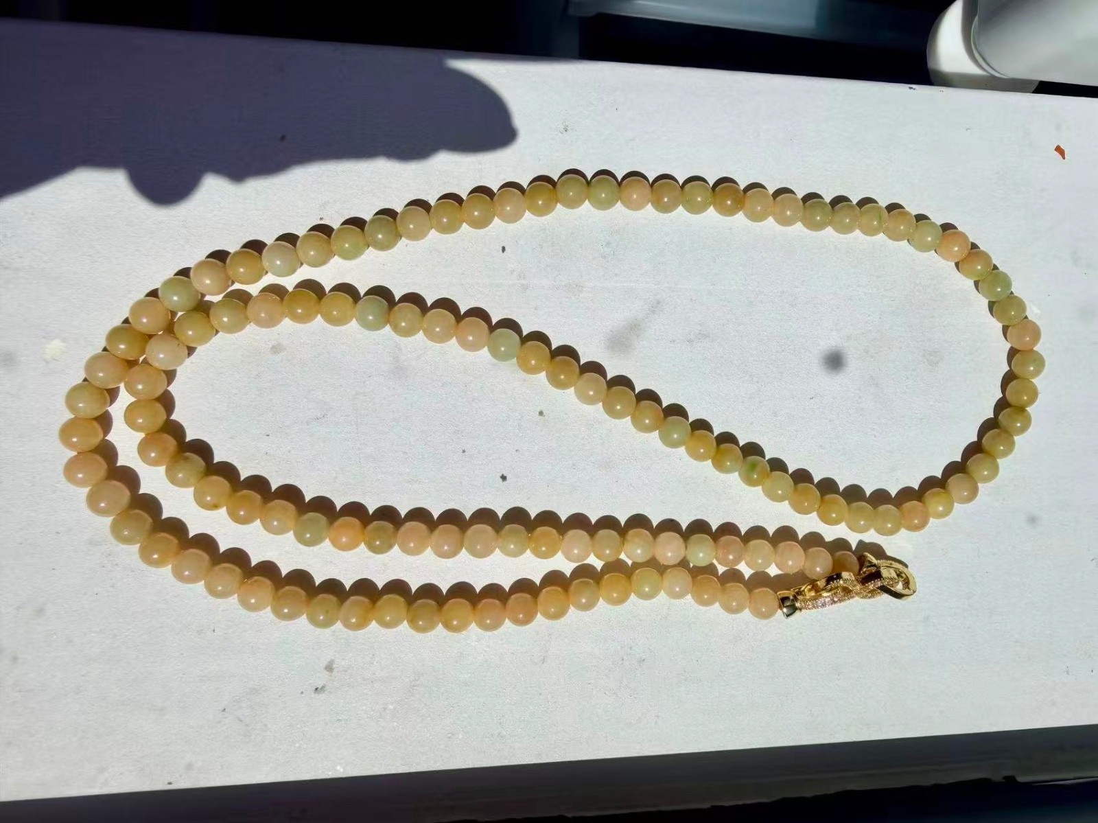 burma jadeite necklace 6m yellow plus green type A Burmese jade 翡翠缅天然黄加绿