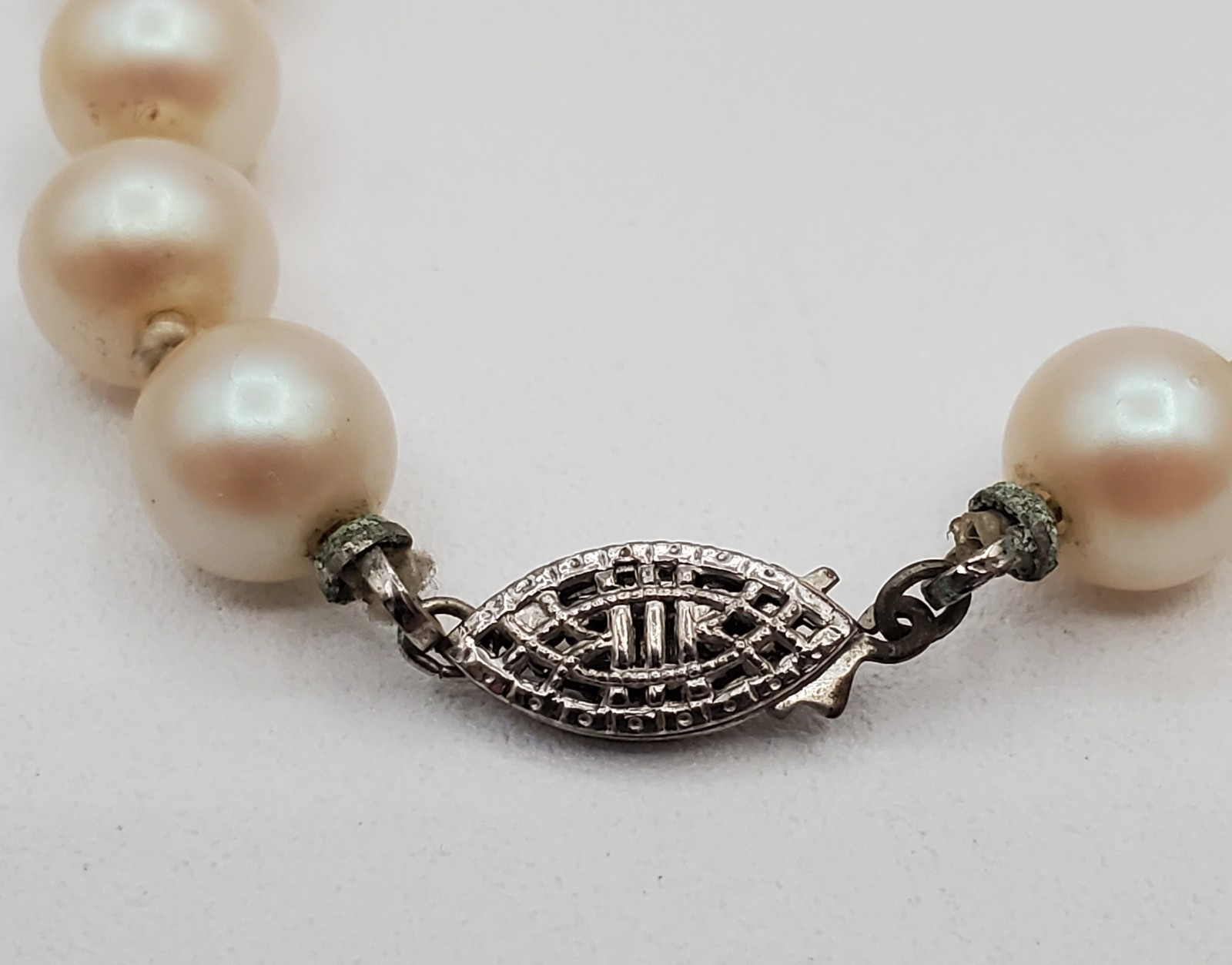 VTG Necklace 36in Opera Length Long Ivory Faux Pearl Knotted Single Strand FLAW