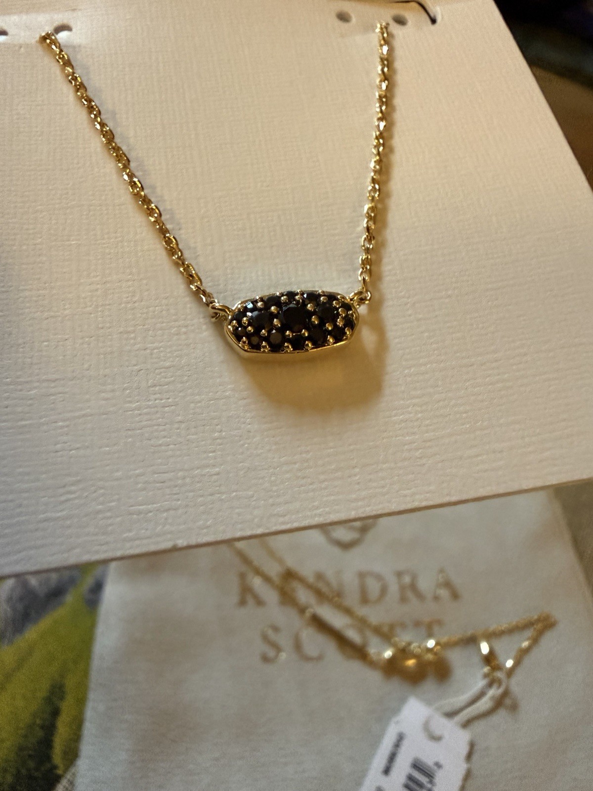 Kendra Scott Gold Black Drusy Pendant Necklace With Branded Pouch & Tag
