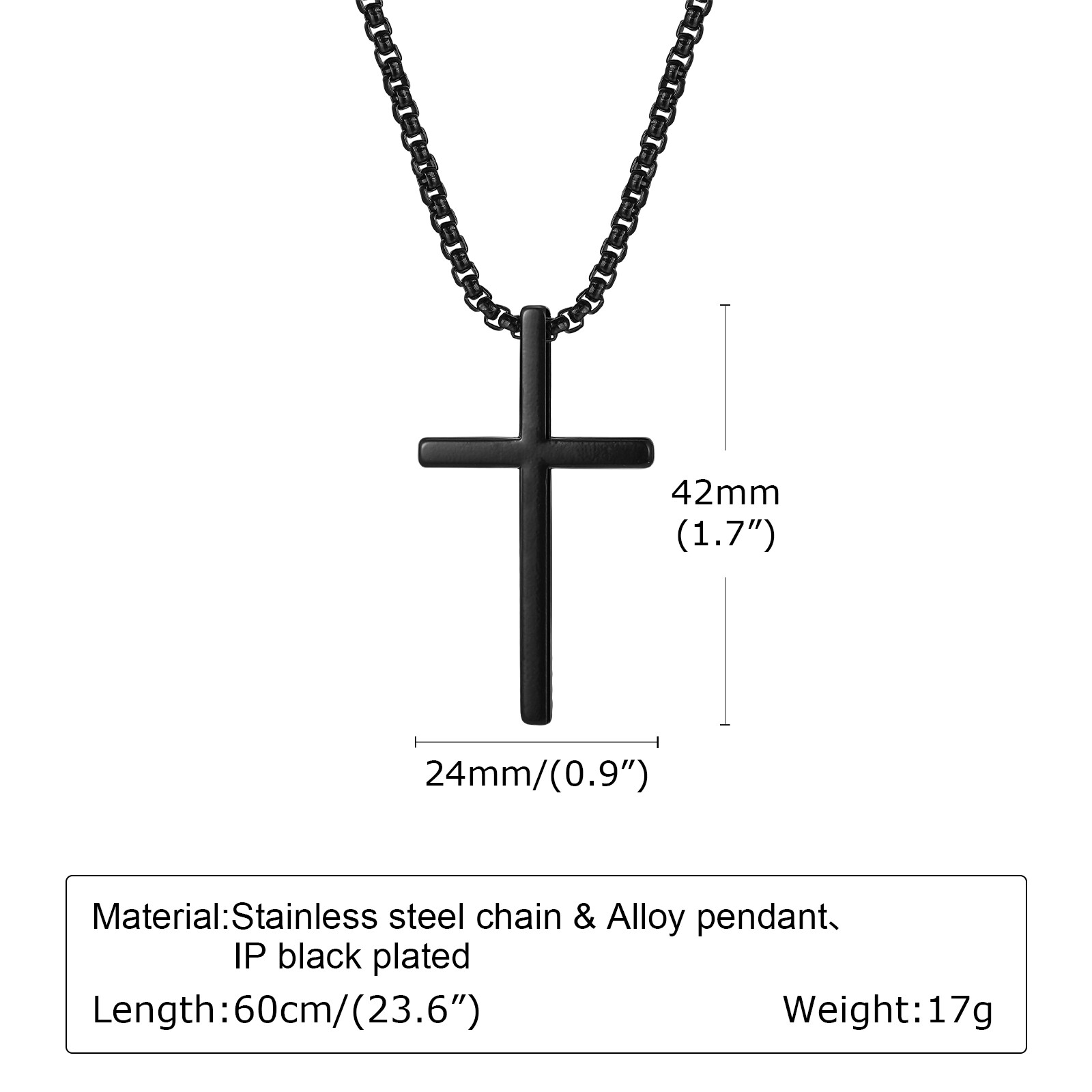 Cross Necklace for Men Women,Plain Cross Pendant Collar with Box Chain Gift