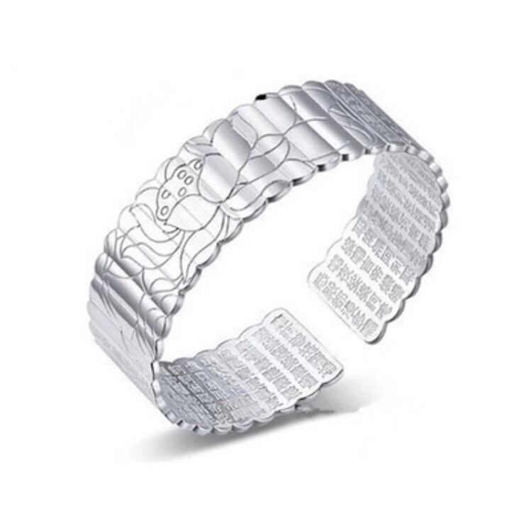 Women’s Fashion Jewelry Lotus Flower 925 Silver Plated Cuff Bracelet 24-2
