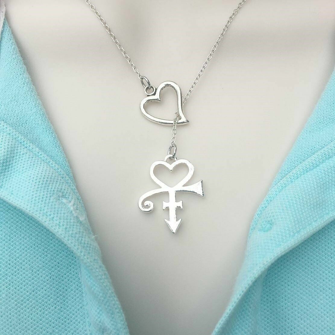 Famous Singer Love Symbol Handmade Silver Lariat Y Necklace.