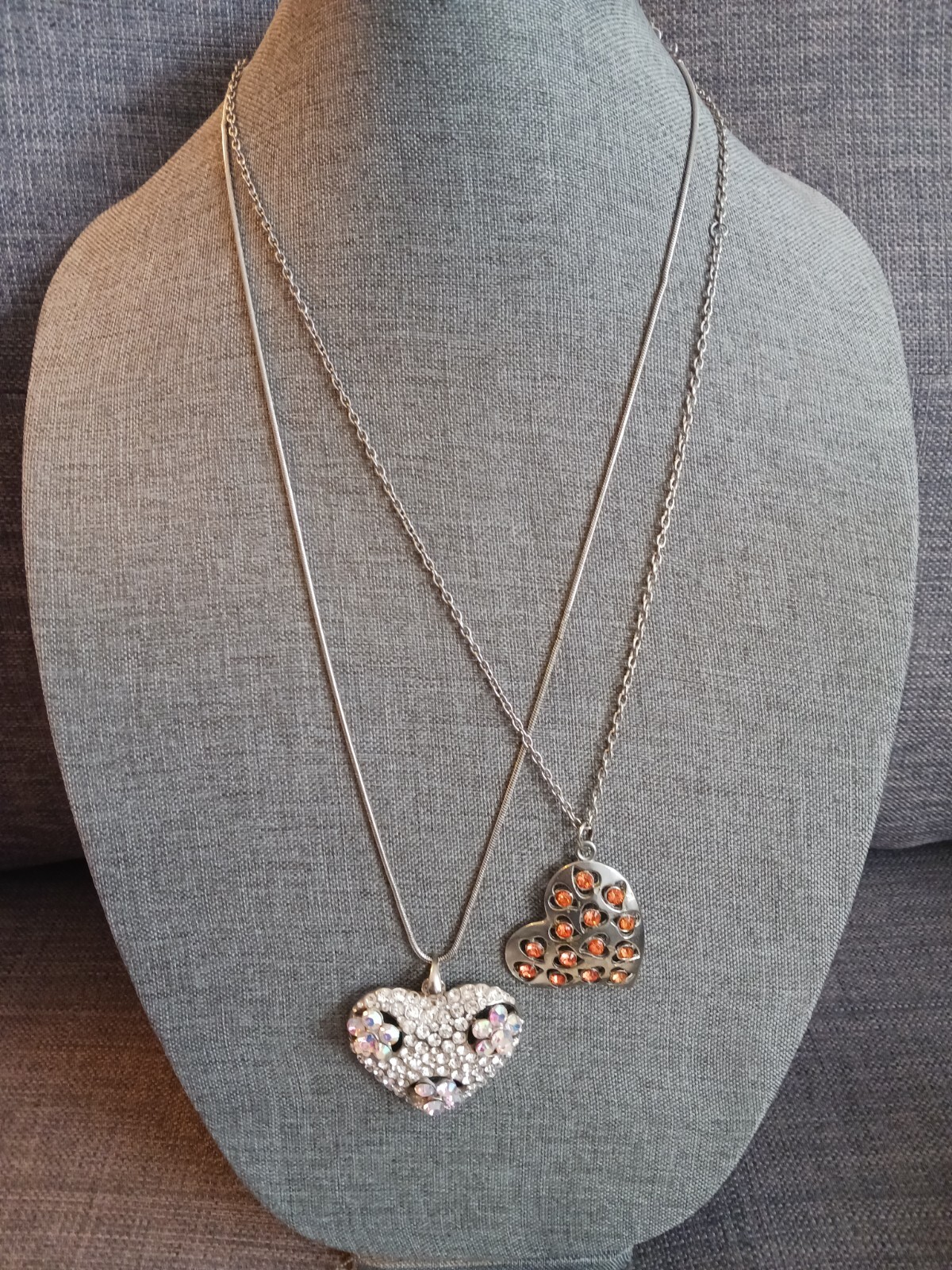 2 BIG HEART Necklaces! Very good to Excellent condition