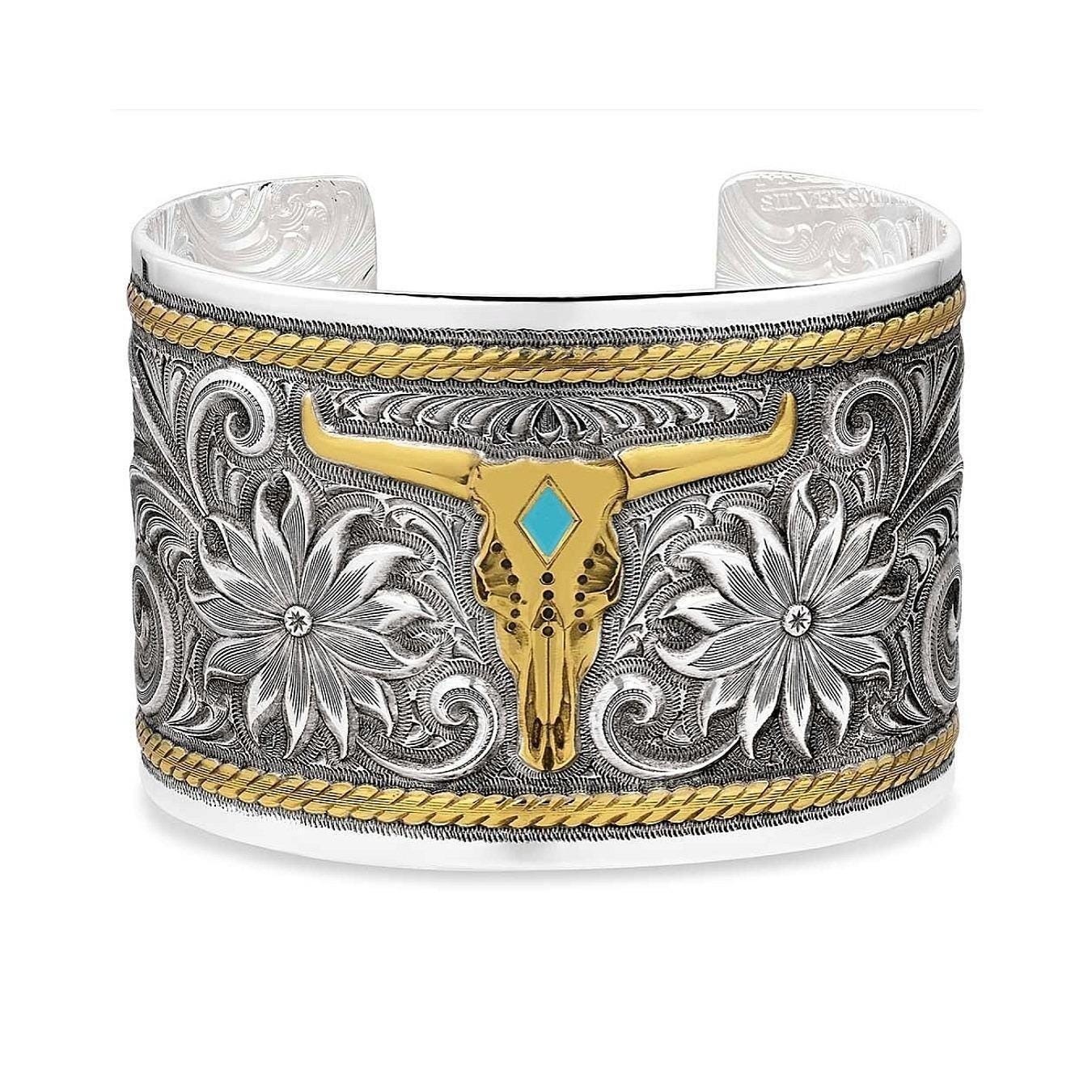 Montana Silversmiths Meadow Majesty Steer Head Cuff Bracelet Retail $100 New!