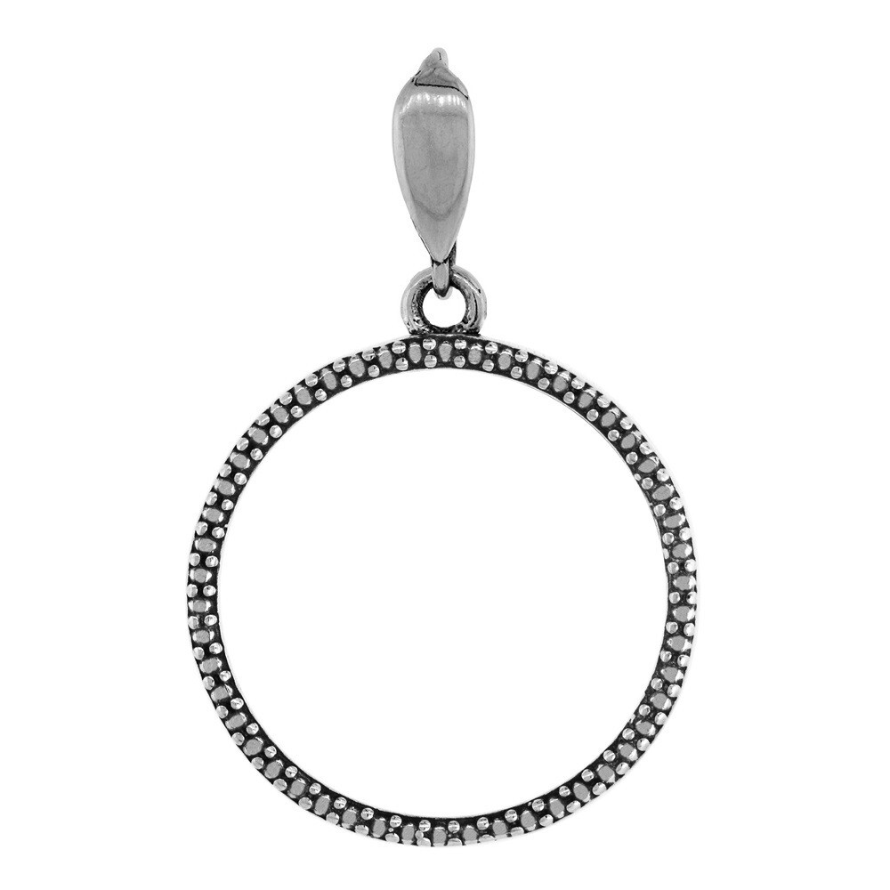21 mm Sterling Silver Illusion Edge 5 Cent Coin Bezel Pendant, Box Chain