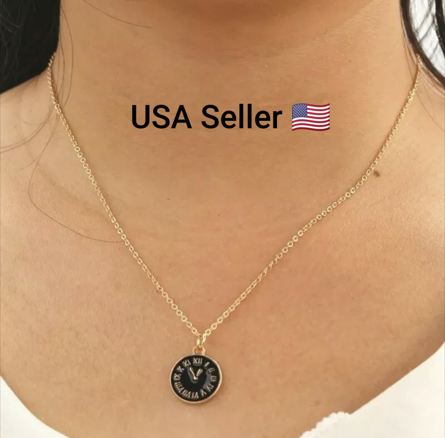 European Cothic Punk Vintage Clavicle Black Clock Tiny Time Steampunk Pendant