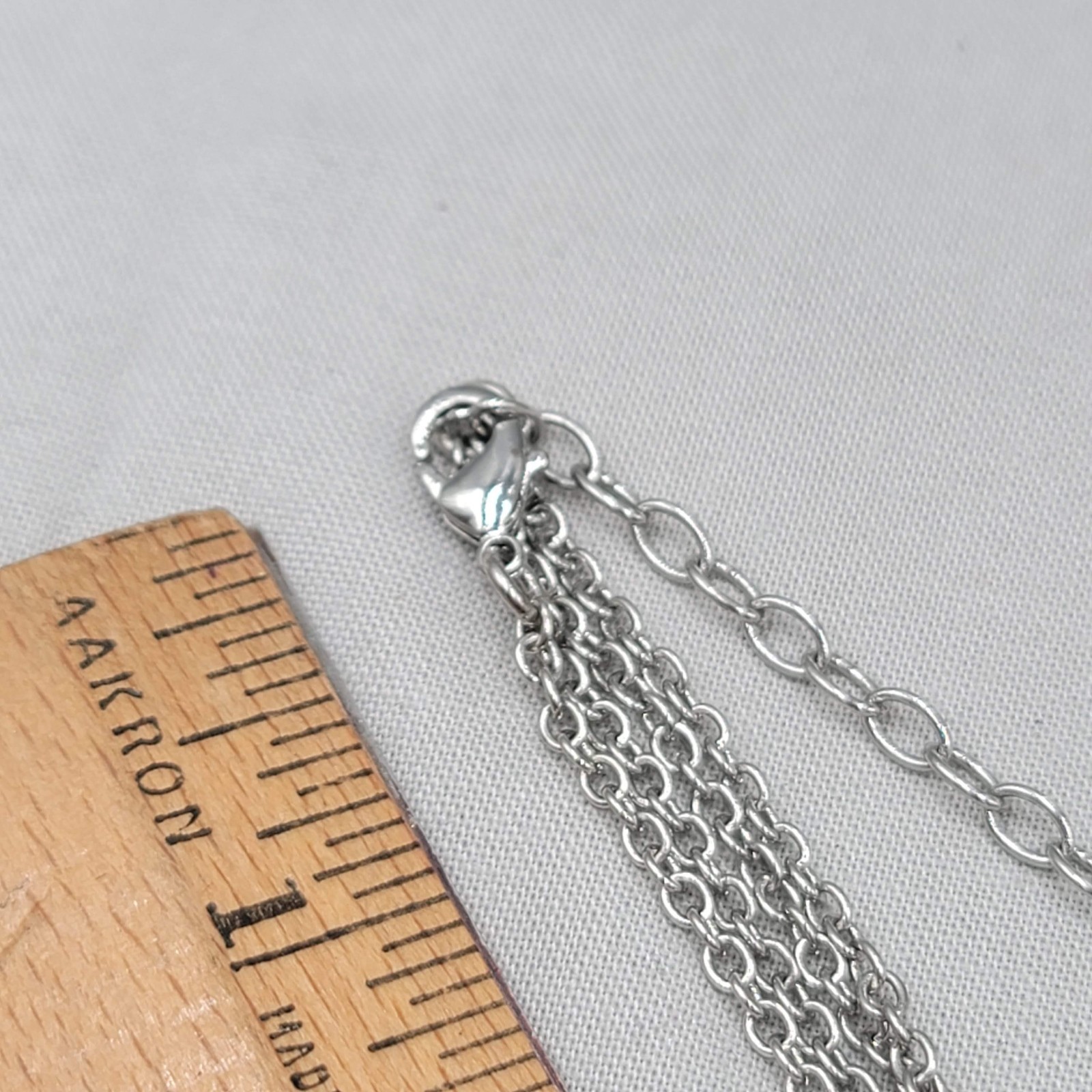 You and I Charm Bead Necklace Doible Chain Silver tone 16″-19″