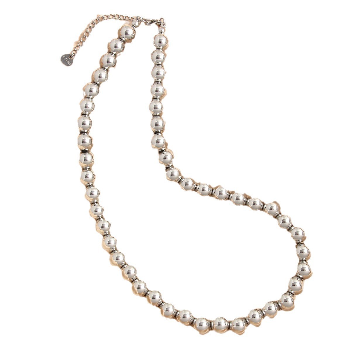 4-10mm Stainless Steel Beads Silver Beaded Chain Necklace Ball Choker Men Women