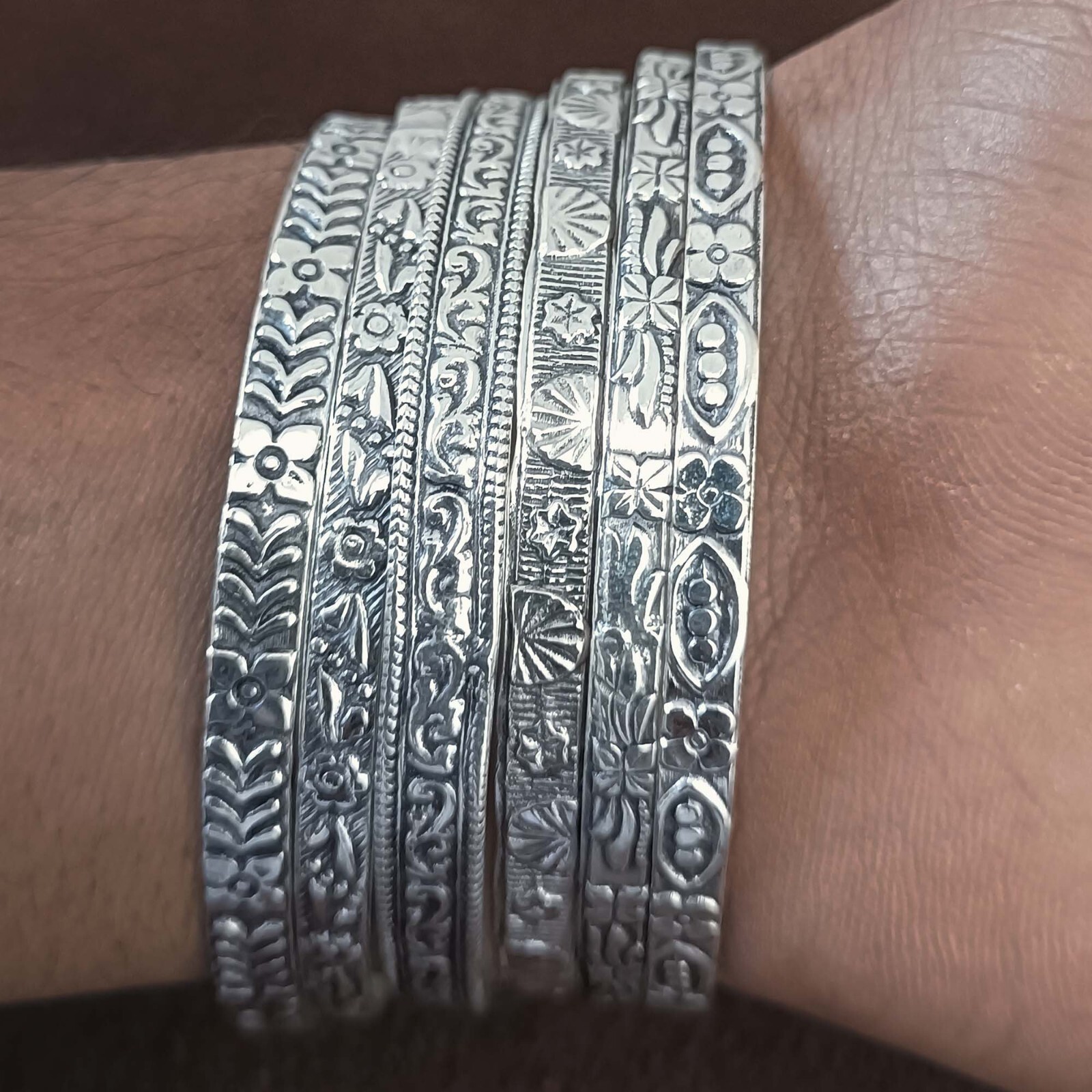 Thick West Indian Set of 6 Handmade Bangle Solid925 Sterling Silver ,AK121555
