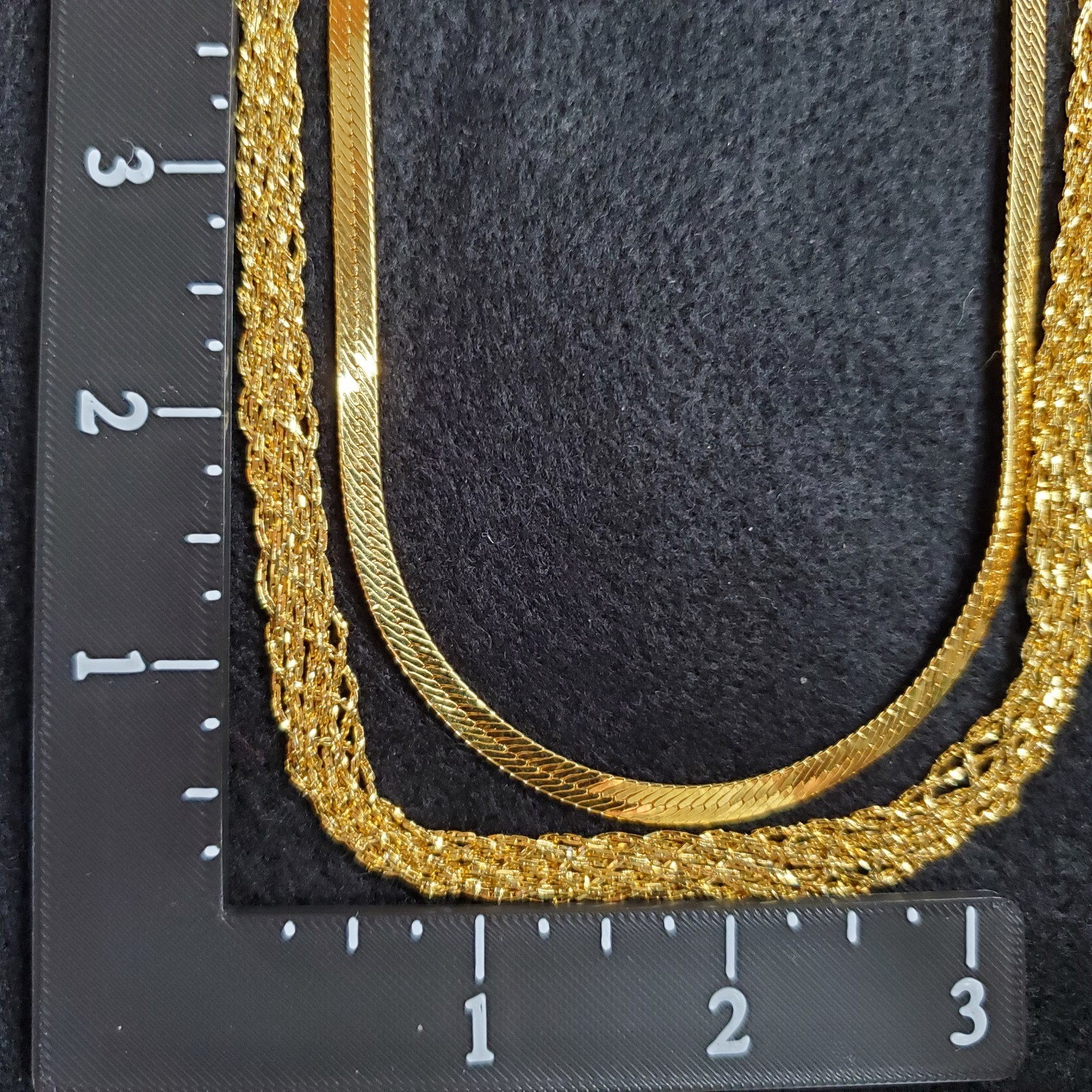 Gold Tone Chain Necklace Lot of 2 Herringbone Braided Mesh Look 18″