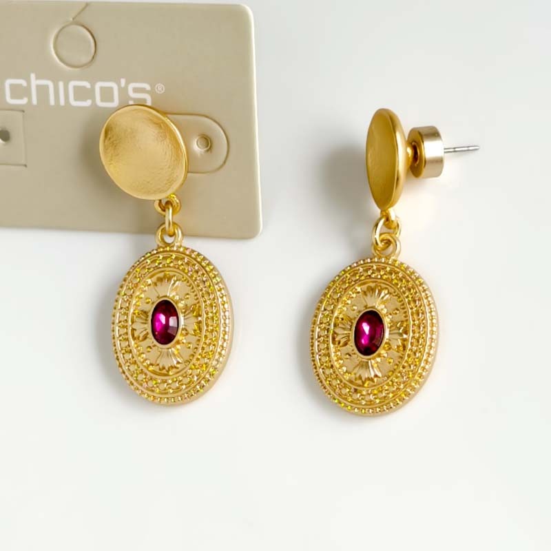 New 45mm Chicos Oval Heavy Drop Earrings Chic Women Party Vacation Jewelry Gift