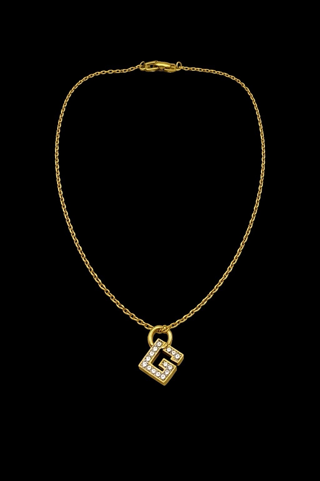 Authentic | Givenchy “G” Crystal Logo | Pendant Necklace | EUC