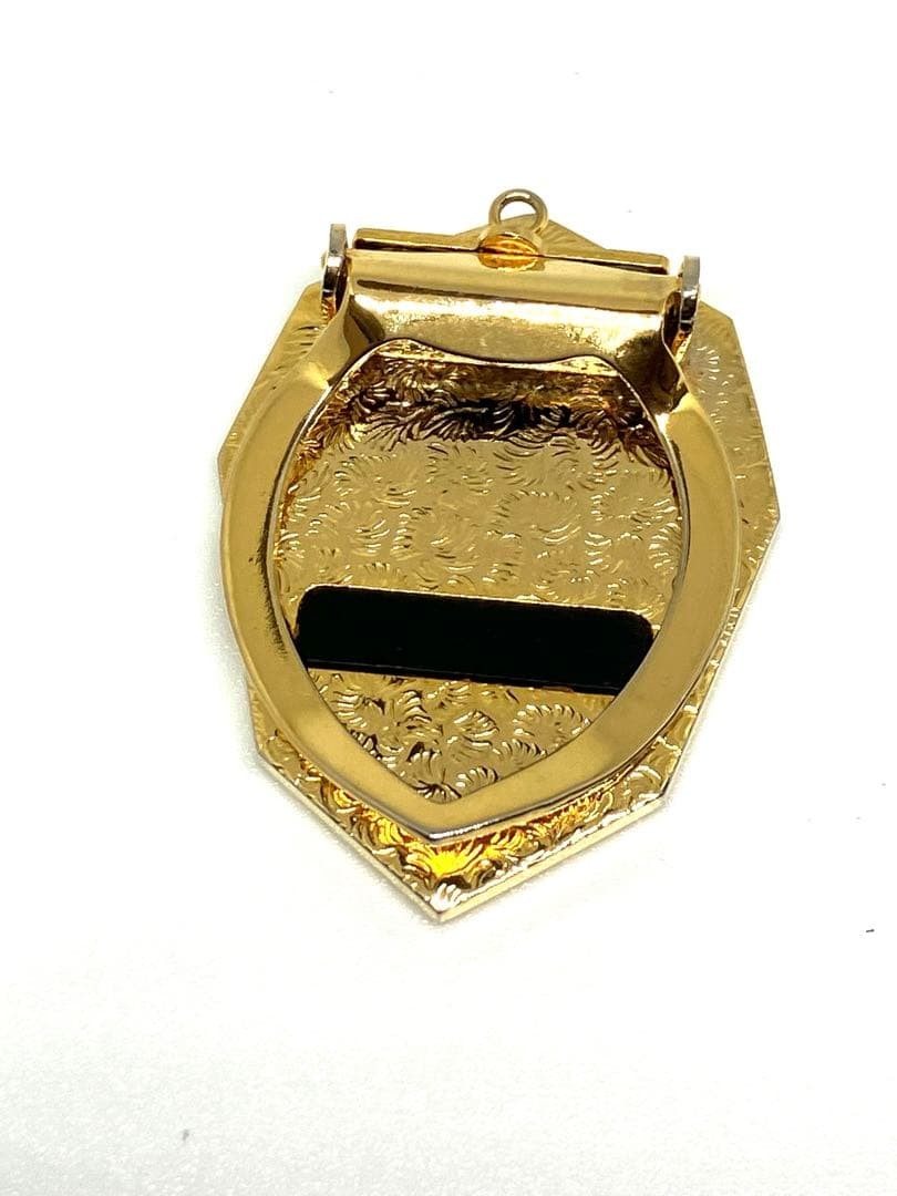 Yves Saint Laurent Necklace Brooch K24GF Gold Black Onyx 3.6cm x 2.5cm