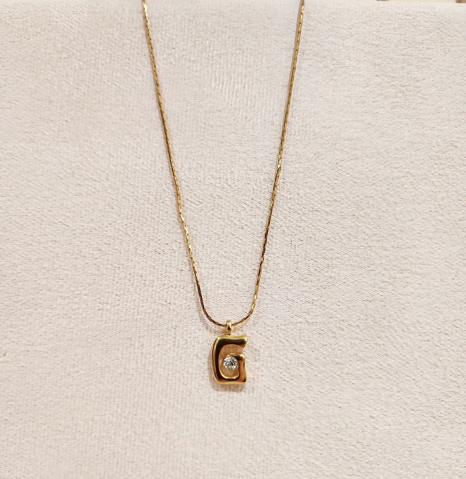 Auth GIVENCHY Gold Hardware G Rhinestones Necklace