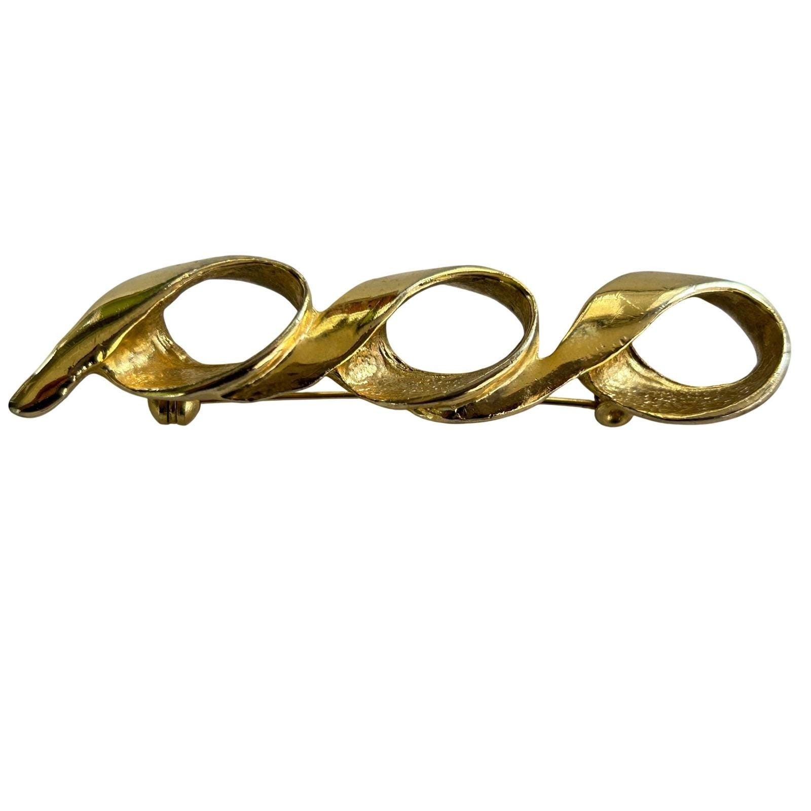 Vintage Brushed And Smooth Gold Tone Brooch By Allison Reed Company