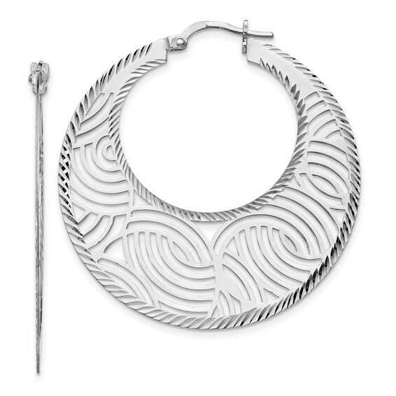 *BRAND NEW* Leslie’s Sterling Silver Fancy Polished Cut-out Hoop Earrings QLE530
