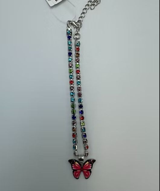 Butterfly Alloy Artificial Gemstones Anklet